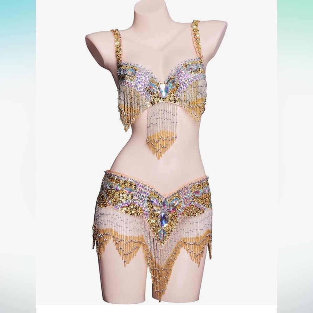 GOLD Belly Dance Bra and Belt